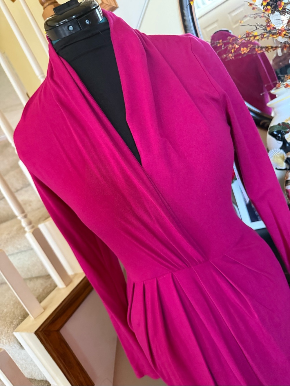 Karen Kane Fuchsia Long-Sleeve Draped Wrap Dress - Women - Picture 10 of 17